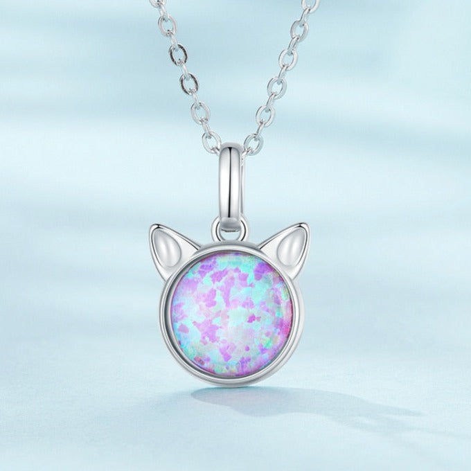 white gold cat necklace 422